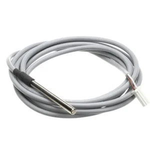 Scotsman 620519-04 (Grey Cable) is a Condenser NTC Temperature Sensor / Probe used in various Scotsman ice machines (e.g., AC, EC, MXG, MC, AF, MF series and similar models). Key Specifications: Type: NTC thermistor probe (typically 10kΩ) Probe dimensions: Ø5 x 60 mm (or similar, e.g. Ø5x45 mm in some references) Cable: Grey PVC cable, length approx. 1.7 m (1750 mm) Temperature range: Probe -40°C to +110°C; cable -10°C to +100°C Connection: Usually with a plug/connector for the control board This sensor monitors the condenser temperature in air-cooled or water-cooled ice makers for proper operation, safety cut-outs, and efficiency.