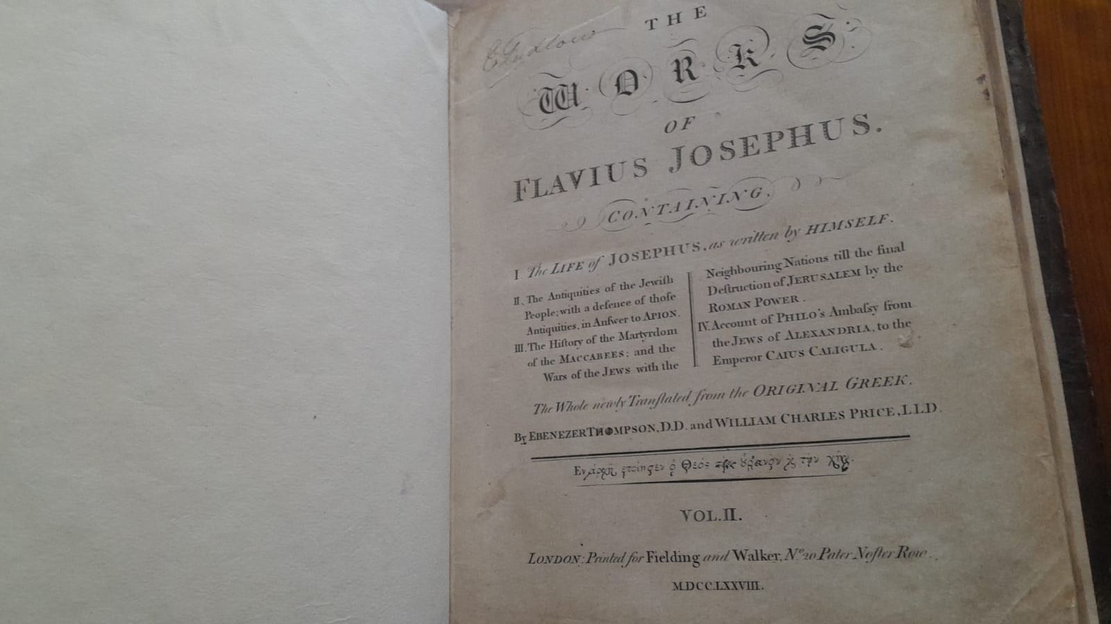 The works of flavius joesephus 1 and 2 1777 for sale